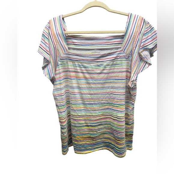 Westbound Colorful Striped Blouse sz xl flutter sleeves - Picture 1 of 3